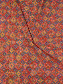 Red Grey Orange Ajrakh Printed Cotton Fabric Per Meter - F0916712