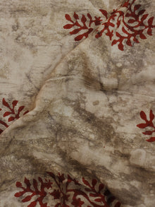 Beige Red Hand Block Printed Cotton Cambric Fabric Per Meter - F0916125