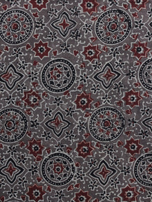 Brown Red Black Ajrakh Printed Cotton Fabric Per Meter - F003F1200