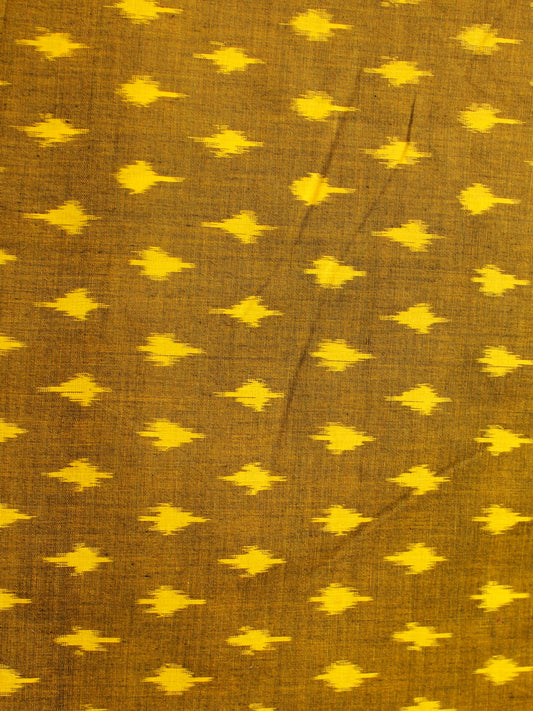 Mustard Yellow Pochampally Hand Weaved Ikat Mercerised Cotton Fabric Per Meter - F002F1987