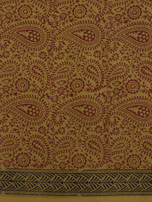 Olive Green Maroon Bagh Printed Cotton Fabric Per Meter - F005F2095