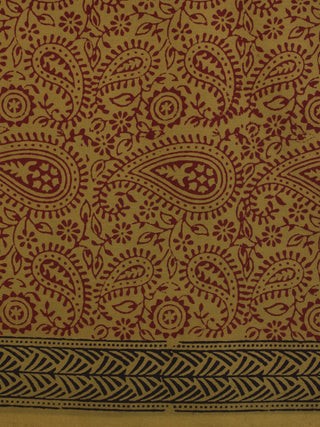 Olive Green Maroon Bagh Printed Cotton Fabric Per Meter - F005F2095
