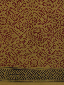 Olive Green Maroon Bagh Printed Cotton Fabric Per Meter - F005F2095