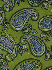 Green Indigo Hand Block Printed Cotton Fabric Per Meter - F001F2034