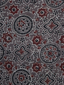 Brown Red Black Ajrakh Printed Cotton Fabric Per Meter - F003F1200