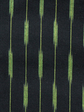 Black Green Pochampally Hand Woven Ikat Cotton Fabric Per Meter - F002F1445