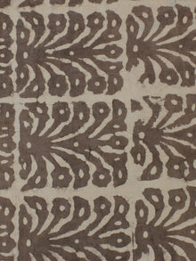 Beige Color Hand Block Printed Cotton Cambric Fabric Per Meter - F0916123