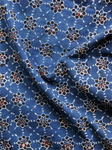 Indigo Black Red Ivory Ajrakh Hand Block Printed Cotton Fabric Per Meter - F003F1617