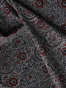 Brown Red Black Ajrakh Printed Cotton Fabric Per Meter - F003F1200