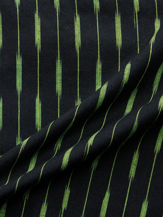 Black Green Pochampally Hand Woven Ikat Cotton Fabric Per Meter - F002F1445