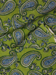 Green Indigo Hand Block Printed Cotton Fabric Per Meter - F001F2034