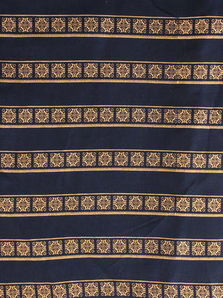 Blue Gold Block Printed Cotton Fabric Per Meter - F001F2201