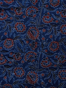 Indigo Maroon Black Ajrakh Hand Block Printed Cotton Blouse Fabric - BPA0147