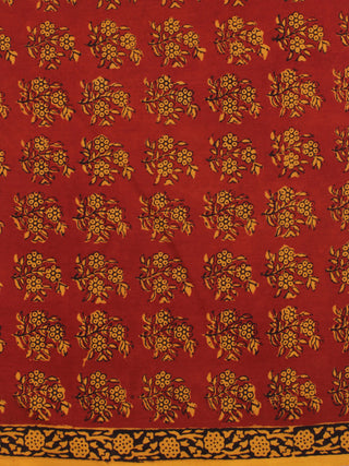 Rust Mustard Bagh Printed Cotton Fabric Per Meter - F005F2096