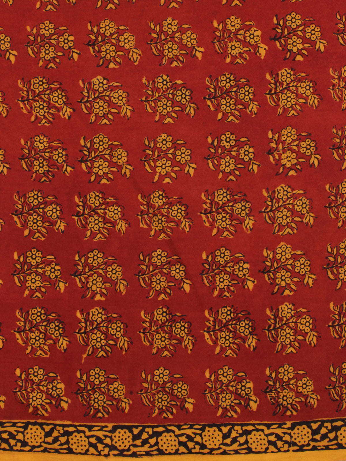 Rust Mustard Bagh Printed Cotton Fabric Per Meter - F005F2096
