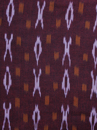 Maroon Yellow Pochampally Hand Weaved Ikat Fabric Per Meter - F003F1258