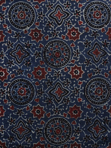 Indigo Red Black Ajrakh Printed Cotton Fabric Per Meter - F003F1158