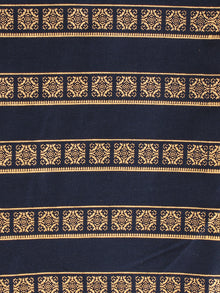 Blue Gold Block Printed Cotton Fabric Per Meter - F001F2201