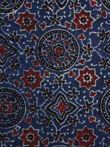 Indigo Red Black Ajrakh Printed Cotton Fabric Per Meter - F003F1158