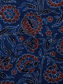 Indigo Maroon Black Ajrakh Hand Block Printed Cotton Blouse Fabric - BPA0147