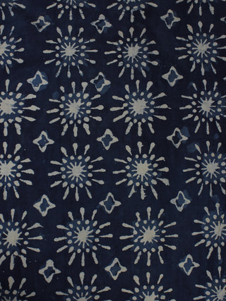 Indigo Hand Block Printed Cotton Cambric Fabric Per Meter - F0916026