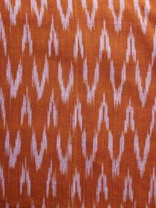 Orange White Pochampally Hand Weaved Ikat Fabric Per Meter - F003F1255