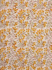 White Yellow Hand Block Printed Cotton Fabric Per Meter - F001F2036