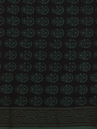 Black Teal Green Bagh Printed Cotton Fabric Per Meter - F005F2098
