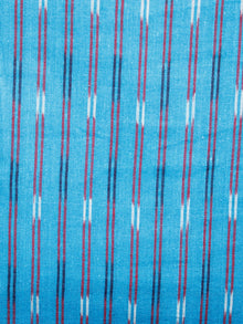 Blue Maroon Black White Hand Woven Ikat Handloom Cotton Fabric Per Meter - F002F1447