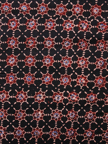 Black Maroon Blue Ivory Ajrakh Hand Block Printed Cotton Fabric Per Meter - F003F1619