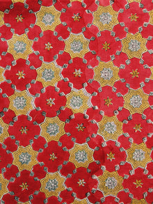 Red Yellow Green Black Hand Printed Cotton Fabric Per Meter - F001F1092