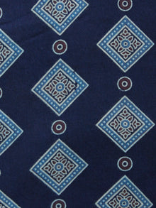 Indigo Blue Purple Ajrakh Hand Block Printed Rayon Fabric Per Meter - F003F1548