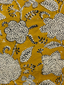 Mustard Black Ivory Hand Block Printed Cotton Fabric Per Meter - F001F1376