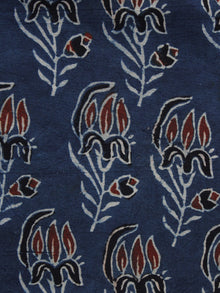 Indigo Black Rust Ivory Ajrakh Hand Block Printed Cotton Blouse Fabric - BPA070