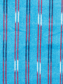 Blue Maroon Black White Hand Woven Ikat Handloom Cotton Fabric Per Meter - F002F1447