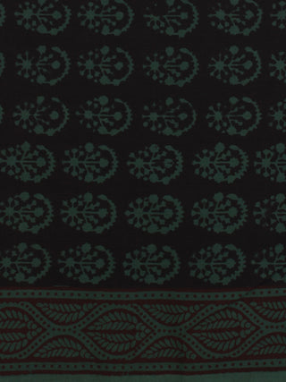 Black Teal Green Bagh Printed Cotton Fabric Per Meter - F005F2098