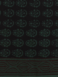 Black Teal Green Bagh Printed Cotton Fabric Per Meter - F005F2098