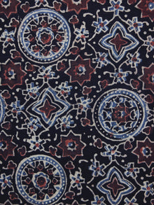 Black Maroon Blue Ajrakh Printed Cotton Fabric Per Meter - F003F1202