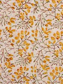 White Yellow Hand Block Printed Cotton Fabric Per Meter - F001F2036