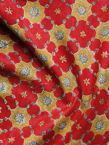 Red Yellow Green Black Hand Printed Cotton Fabric Per Meter - F001F1092