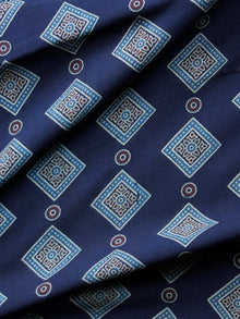 Indigo Blue Purple Ajrakh Hand Block Printed Rayon Fabric Per Meter - F003F1548