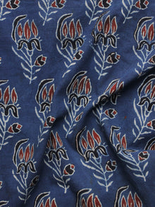 Indigo Black Rust Ivory Ajrakh Hand Block Printed Cotton Blouse Fabric - BPA070