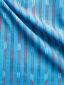 Blue Maroon Black White Hand Woven Ikat Handloom Cotton Fabric Per Meter - F002F1447