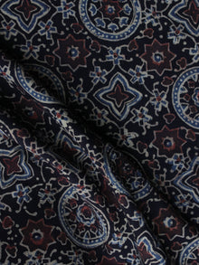 Black Maroon Blue Ajrakh Printed Cotton Fabric Per Meter - F003F1202