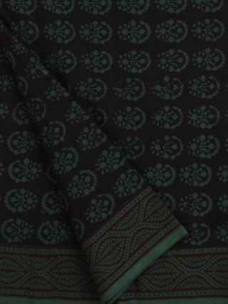 Black Teal Green Bagh Printed Cotton Fabric Per Meter - F005F2098