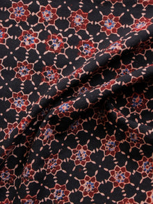 Black Maroon Blue Ivory Ajrakh Hand Block Printed Cotton Fabric Per Meter - F003F1619