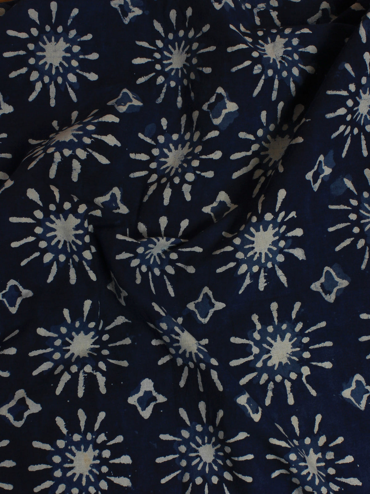 Indigo Hand Block Printed Cotton Cambric Fabric Per Meter - F0916026