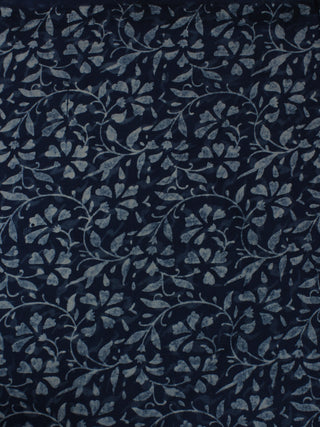 Indigo Hand Block Printed Cotton Cambric Fabric Per Meter - F0916207