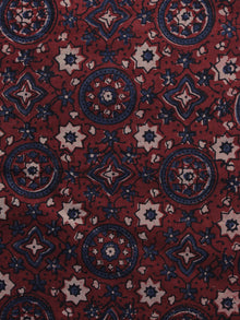 Red Blue Ivory Ajrakh Printed Cotton Fabric Per Meter - F003F1201