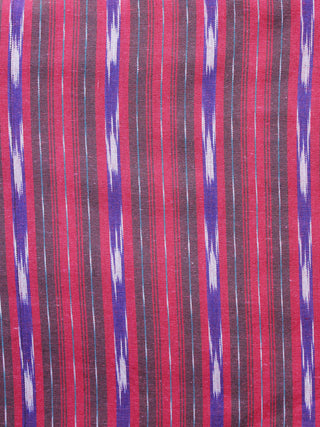 Crimson Purple White Pochampally Hand Weaved Ikat Fabric Per Meter - F003F1260